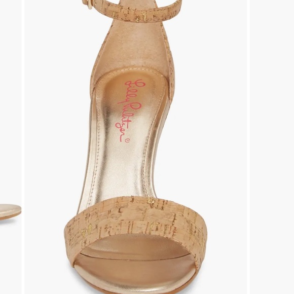 Lilly Pulitzer size 10 Bridgette Wedge cork gold ankle strap sandals dress shoe - Picture 16 of 16